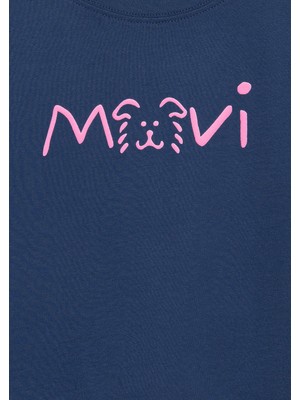 Mavi Mavi Köpek Baskılı Lacivert Tişört 7610363-87737