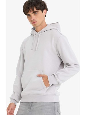 DeFacto Regular Fit Kapüşonlu İçi Yumuşak Tüylü Kanguru Cepli Basic Düz Sweatshirt X8283AZ25AU