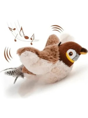 Şarjlı Peluş Uçan Kuş Kedi Oyuncak Gerçekçi Kanat Çırpma Hareketli, USB Şarjlı, Sesli ve Hareketli