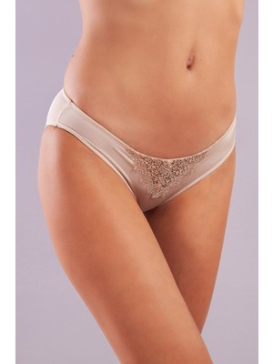 Golshan Garland Mini Slip, Kadın Güpürlü Ten Külot