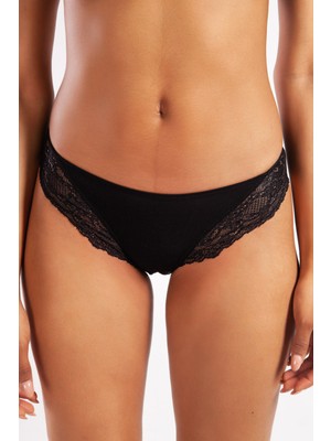 Golshan Goldy Mini Slip, Kadın Dantelli Siyah Külot