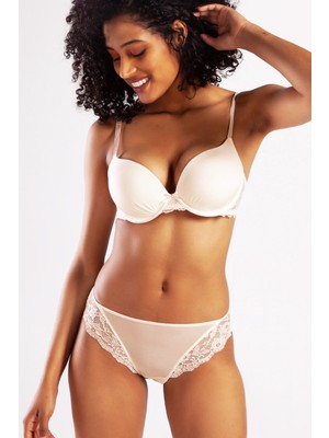 Golshan Goldy Mini Slip, Kadın Dantelli Ten Külot