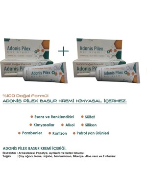 AdonisPilex Adonis Pilex H.emoroid ve B.asur Kremi Onarıcı Etkili Harici Kullanım İçin 2 Kutu