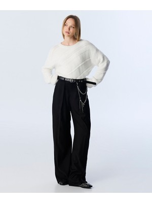 Zincir Aksesuarlı Wıde Leg Fit Pantolon TW6250003182001