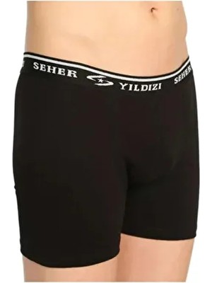 Seher 8'li Paket Likralı Erkek Boxer Siyah Dokuma Paça Tipi Rahat Kullanım İçin 0060