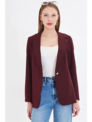 Kadın Bordo Tek Düğmeli Ceket ARM-23Y001047
