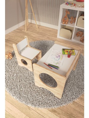 Montessori Çocuk Oyun & Aktivite & Çalışma Masa ve Sandalyesi - Sonoma