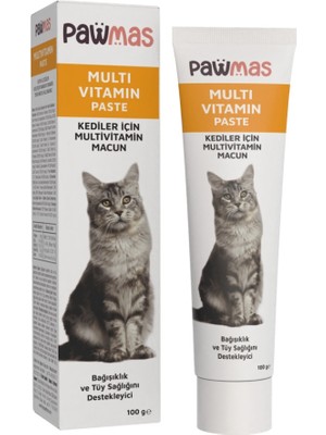 Pawmas Kedi Multivitamin Macunu 100 gr Lezzetli Formül ile Tüy Sağlığını Destekler