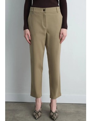 Gusto Kanvas Mom Pantolon - Bej