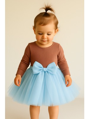 Nsm Kız Bebek Beli Lastikli Bebe Mavisi Kabarık Tütü Etek 4 - 5 Yaş Astarlı Tül Tasarım