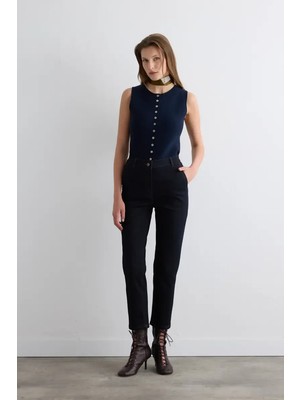 Gusto Tencel Denim Mom Pantolon - Lacivert