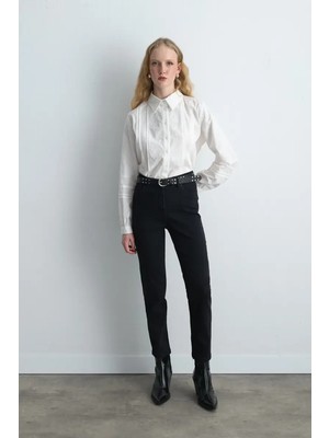 Gusto Tencel Denim Black Slim Pantolon - Siyah