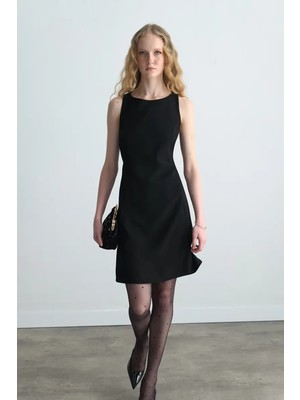 Gusto Krep Jile Elbise  - Siyah