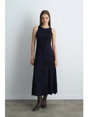 Gusto Anka Koleksiyonu Uzun Viskon Elbise - Lacivert