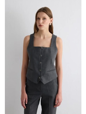 Gusto Balıksırtı Yelek - Gri