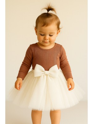 Nsm Kız Bebek Ekru Tütü Etek Astarlı Beli Lastikli Kabarık Tasarım Kısa Boy