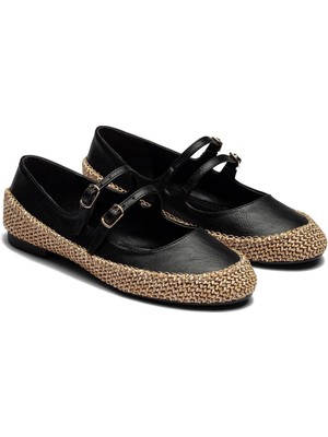 Kadın Hasır Örgü Detaylı Tokalı Babet 2005