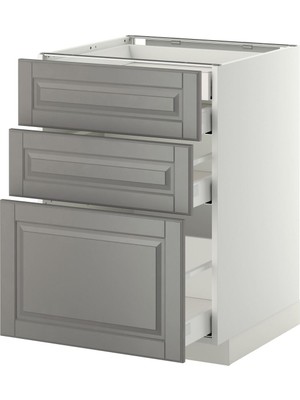 Çekmeceli Alt Dolap, Bodbyn Gri, 60X60 Cm, 4 Çekmeceli
