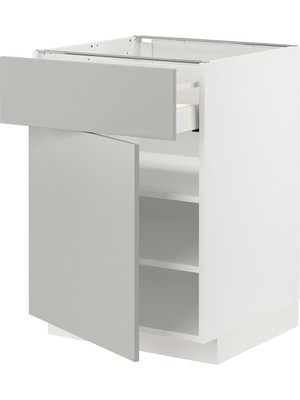 Kapaklı ve Çekmeceli Alt Dolap, Havstorp Açık Gri, 60X60 Cm, 1 Kapaklı ve 1 Çekmeceli