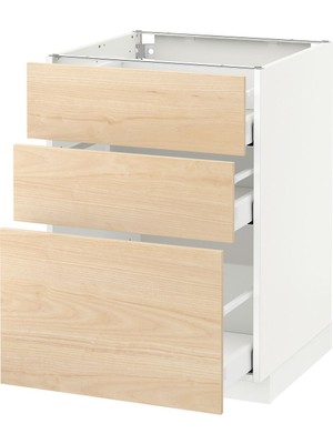 Çekmeceli Alt Dolap, Askersund Açık Dişbudak, 60X60 Cm, 3 Çekmeceli