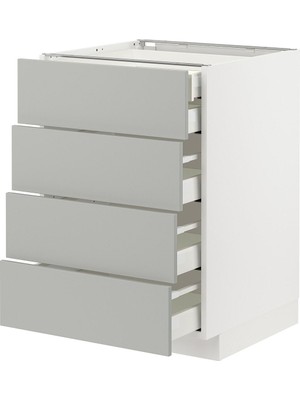 Çekmeceli Alt Dolap, Havstorp Açık Gri, 60X60 Cm, 5 Çekmeceli