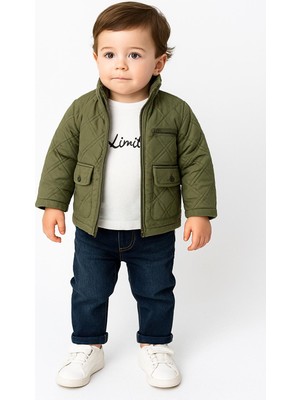 Erkek Çocuk 3 Parça Şişme Montlu Jean Pantolon ve Baskılı Tişört Takım 3617Y