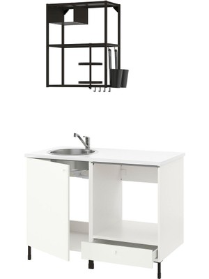 Mutfak Dolabı Kombinasyonu, Beyaz-Antrasit, 123X63.5X222 Cm, Lagan Batarya