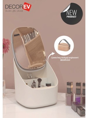 Kanguru Model Aynalı Makyaj Organizeri – Büyük Kapasiteli Makyaj ve Kozmetik Düzenleyici + Çanta Boy Organizer Hediyeli