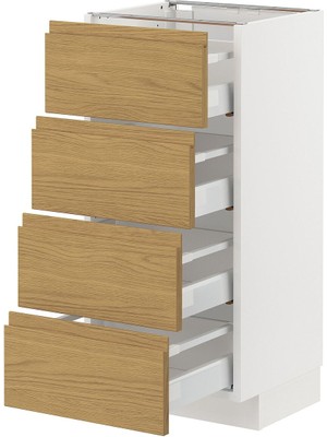 Çekmeceli Alt Dolap, Voxtorp Meşe Görünümlü, 40X37 Cm, 4 Çekmeceli