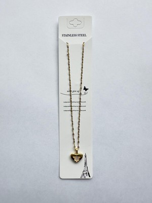 Paslanmaz Çelik Kalpli Kolye Gold Renk Zarif ve Şık Tasarım