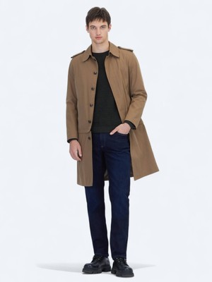 Vizon Regular Fit Gömlek Yaka Casual Dokuma Pardesü