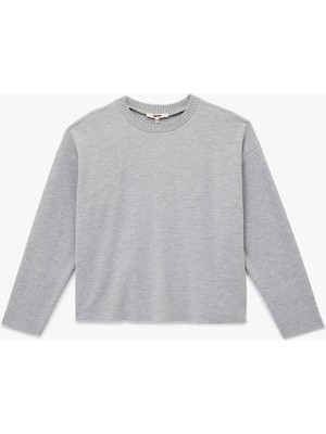 Uzun Kollu Bisiklet Yaka Basic Sweatshirt
