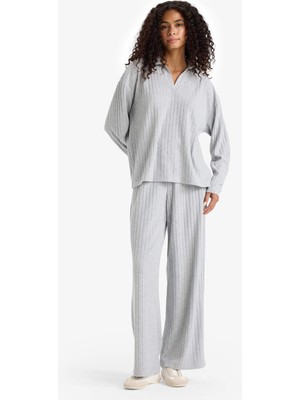 DeFacto Wide Leg Fitilli Kaşkorse Beli Lastikli Pantolon F1012AX25AU