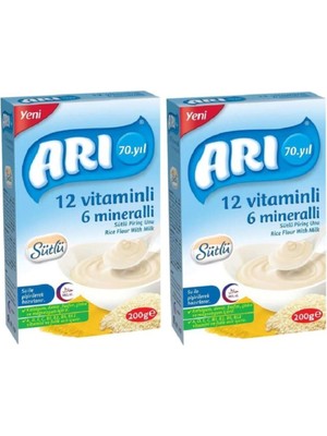 Arı Mama 12 Vitaminli 6 Mineralli Sütlü Pirinç Unu 200 gr x 2 Adet