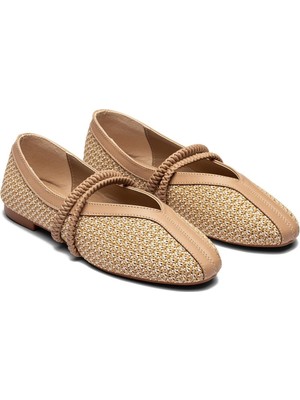 Kadın Tokalı Deri Detaylı Hasır Babet 2015