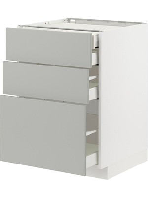 Çekmeceli Alt Dolap, Havstorp Açık Gri, 60X60 Cm, 4 Çekmeceli