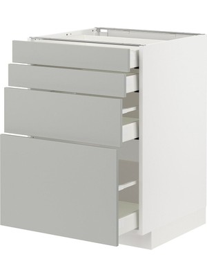 Çekmeceli Alt Dolap, Havstorp Açık Gri, 60X60 Cm, 4 Çekmeceli