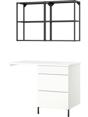 Çamaşır Odası ve Mutfak Için Dolap Kombinasyonu, Beyaz-Antrasit, 121.5X63.5X222 cm
