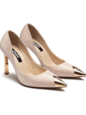 Gold Detay Nubuk Kadın Abiye Ayakkabı 4035