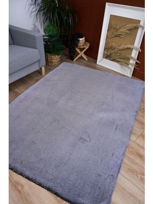 Solo 1614 Gri - Tüy Dökmez Kaydırmaz Tabanlı Modern Peluş Halı