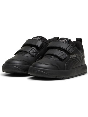 Puma Courtflex V3 V Inf Siyah Çocuk Ayakkabı Erkek Çocuklar İçin Düz Taban Sentetik Malzeme