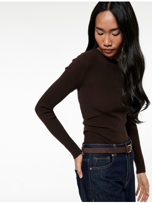 Uzun Kollu Yuvarlak Yaka Basic Triko Kazak