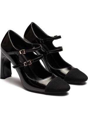 Platform Yüksek Topuk Çift Tokalı Kadın Rugan Abiye Ayakkabı 3130