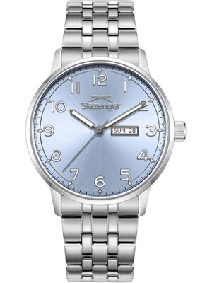 Slazenger SL.09.2560.2.05 Quartz Çelik Gri Mavi Kadran 44 mm Erkek Kol Saati