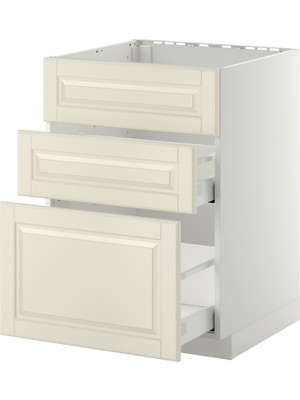 Eviye Dolabı, Bodbyn Kırık Beyaz, 60X60 Cm, 2 Çekmeceli ve 3 Ön Panelli