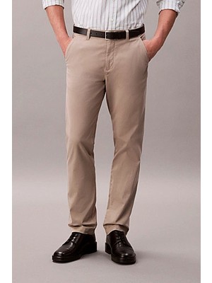 Erkek Slim Fit Pamuklu Chino Pantolon - Bej