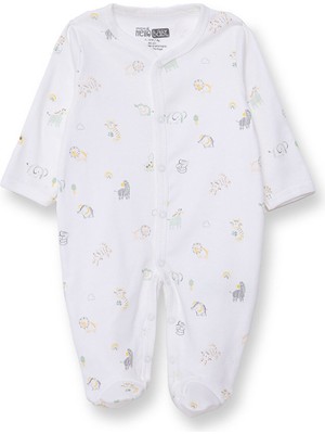 Hellobaby Erkek Bebek Yenidoğan Patikli Tulum Interlok Bisiklet Yaka Uzun Kol Patikli Paça