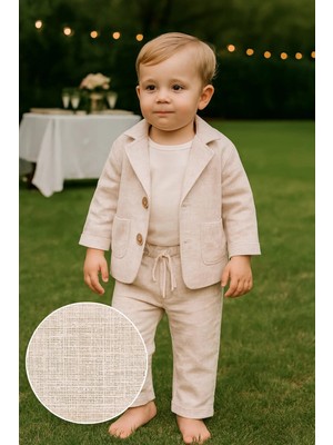 Keten Görünümlü 3'lü Erkek Takım