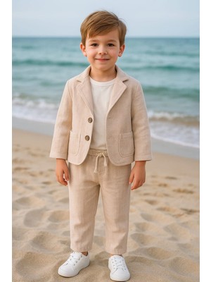 Keten Görünümlü 3'lü Erkek Takım