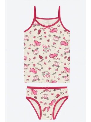 Kız Çocuk Desenli Ip Askılı Atlet Külotlu Takım 6'lı Set